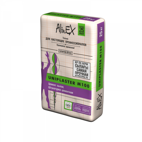 Цементная универсальная штукатурка AlinEX «UNIPLASTER М100», 25 кг